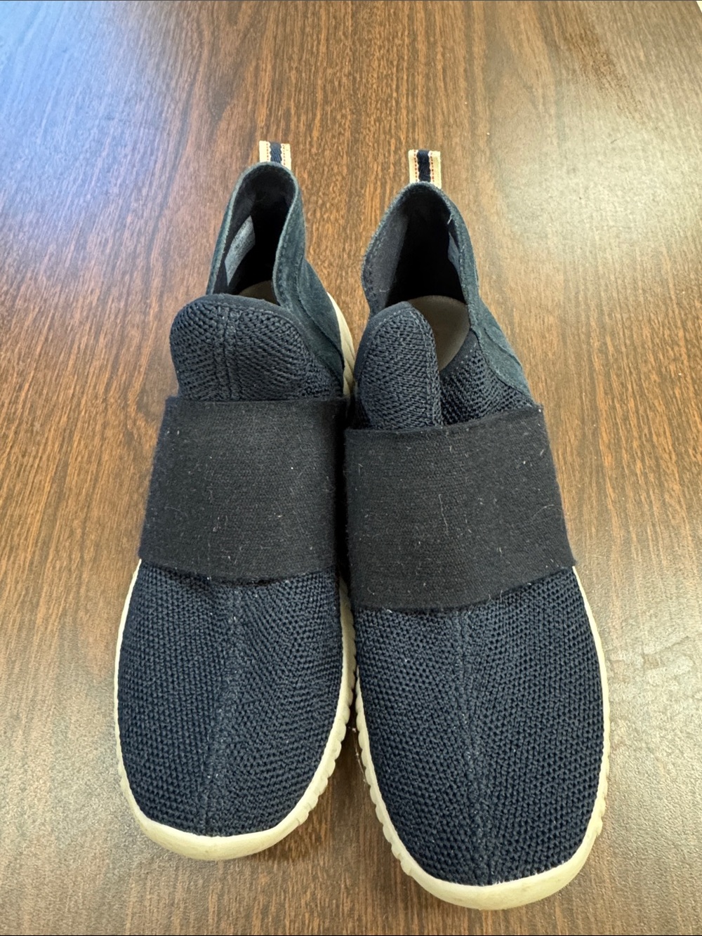 Love Women's Knit Slip-On Sneakers in Navy with Black Strap
